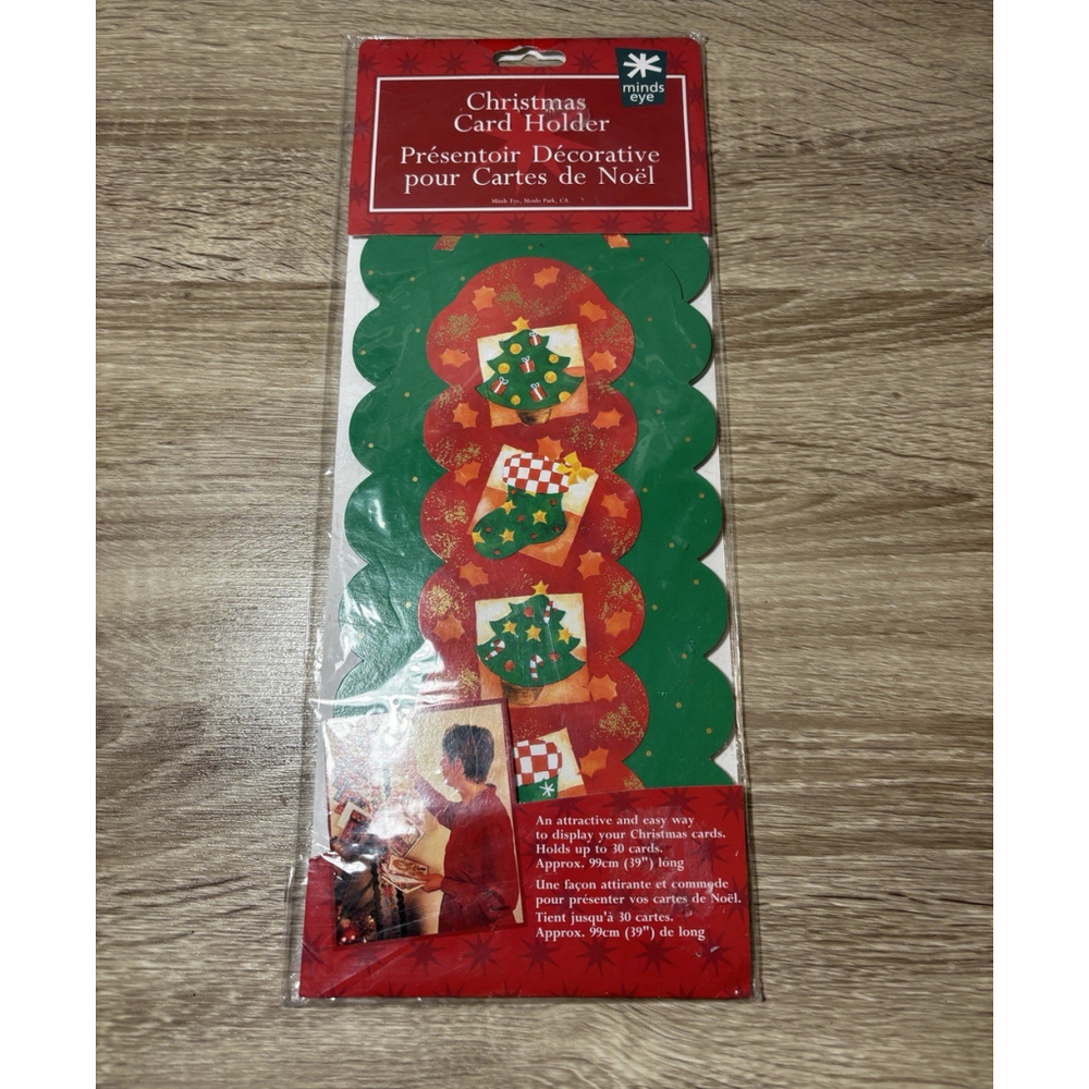 Vintage Christmas Card Holder Cardboard Trees Stockings